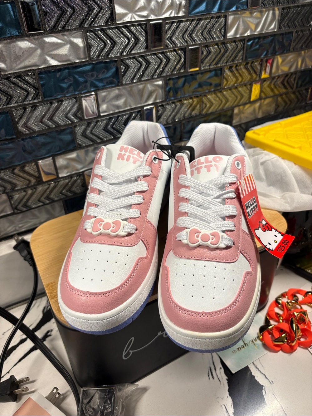 Hello Kitty White and Pink Low-Top Athletic Sneakers